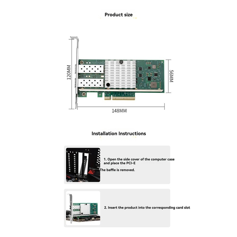 10Gb Sfp+ Pcie Network Card Dual Port - X520-DA1 10Gb SFP+ Kartu Jaringan Dual