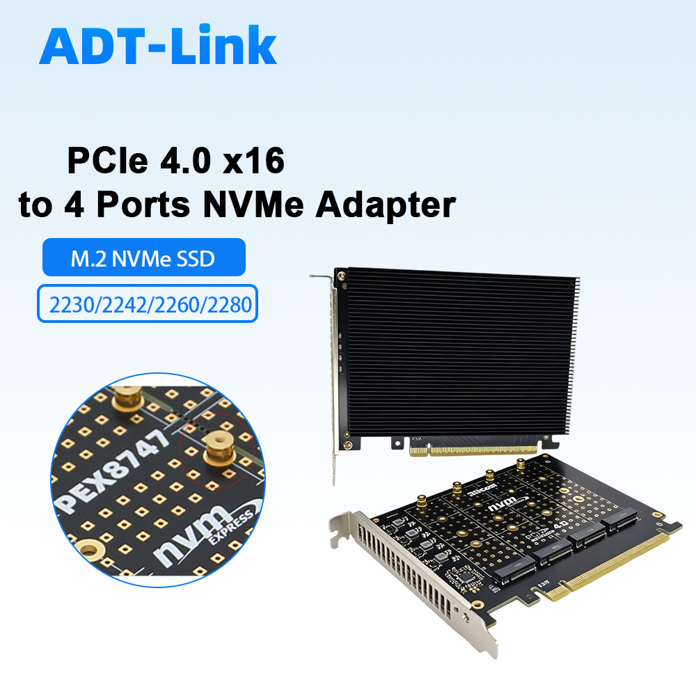 Quad M.2 Nvme Pcie Bifurcation Card - Kartu Adaptor PCIe 4.0 X16 Ke