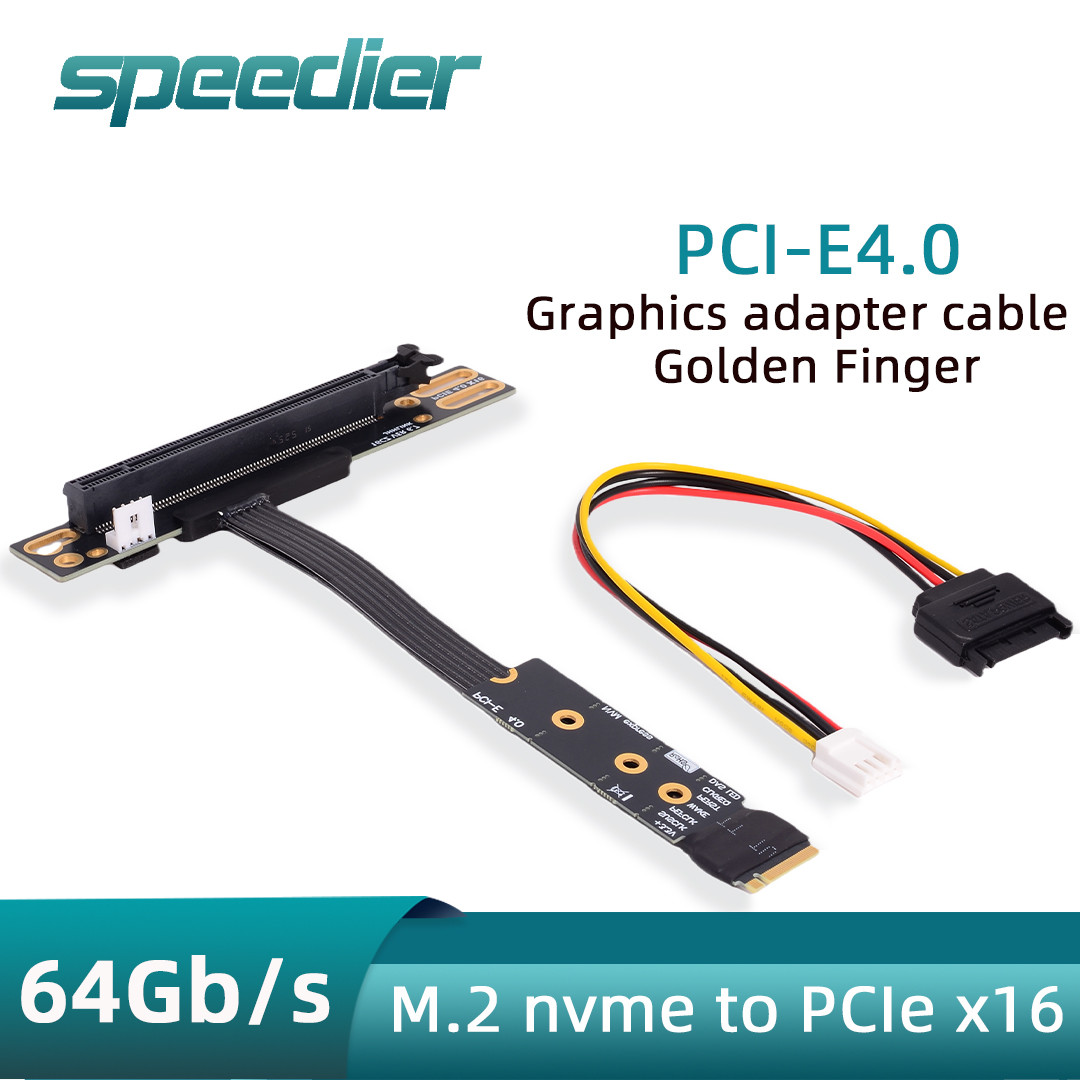 Pcie 4.0 X16 Riser Cable 90 Degree - Kabel Adaptor Riser M.2 NVME Ke
