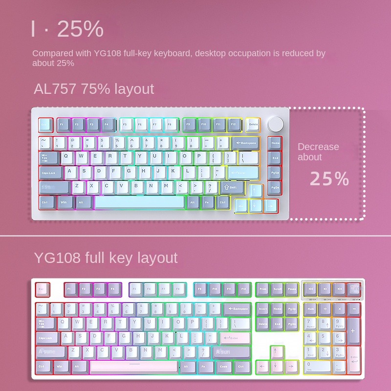 HJSDZHI AL75V2 Kit Keyboard Me - Mechanical Keyboard Barebone Aluminum Gasket 75 ulasan dan harga