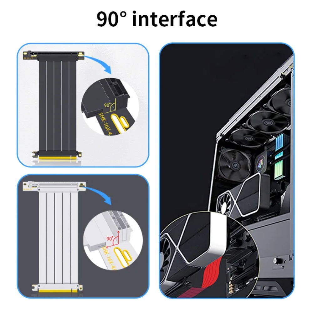Kabel Riser GPU PCI‑E 4.0/3.0  - Pcie 4.0 X16 Riser Cable 90 Degree ulasan dan harga