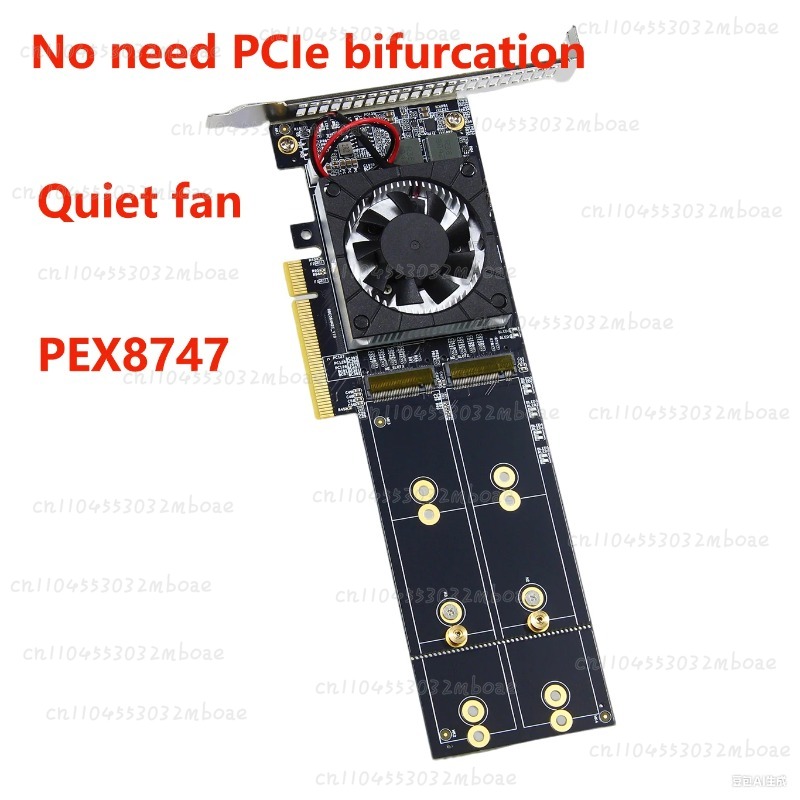 Chip PEX8747 PCIe 3.0 X8 Quad  - Quad M.2 Nvme Pcie Bifurcation Card ulasan dan harga